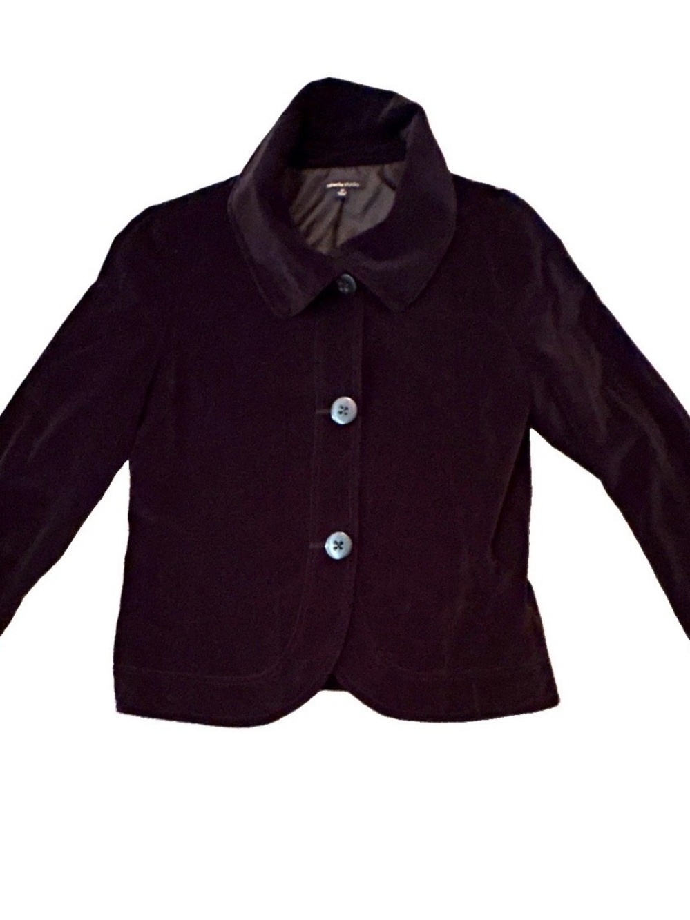 Rafaella Studio Womens Black Velvet Button Front Jacket Blazer Lined